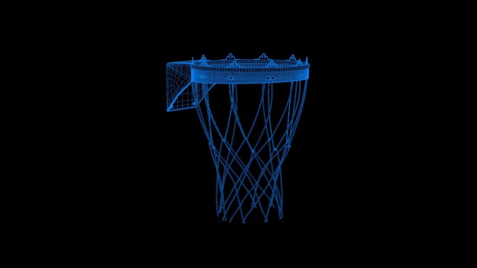蓝色全息科技线篮球篮球筐素材带通道