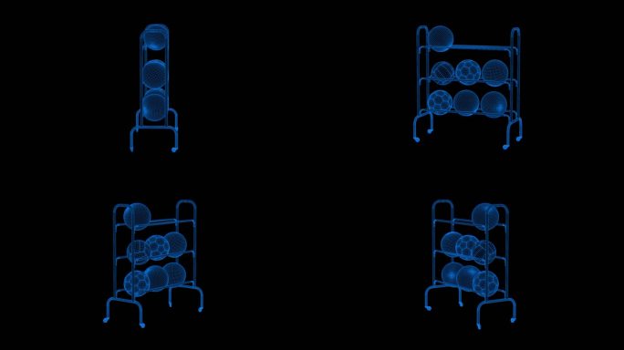 蓝色全息科技线篮球篮球筐素材带通道