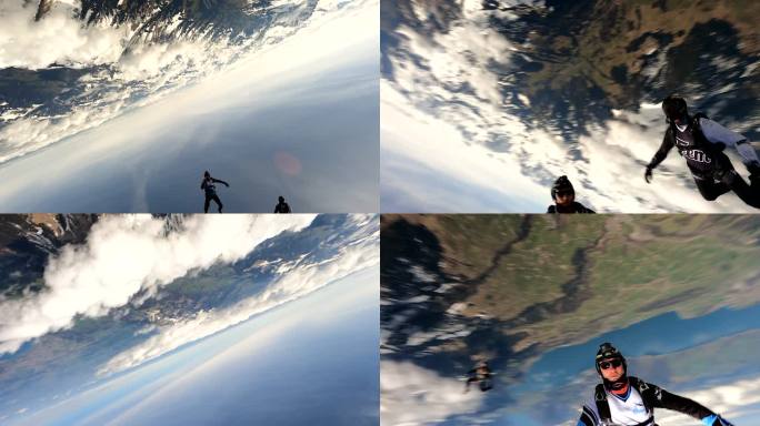 跳伞者翱翔于瑞士山景之上