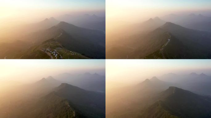 4K航拍沂蒙山岱崮世界地质公园日出风景