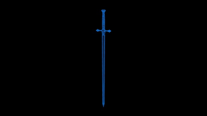 蓝色全息科技线框武器 剑素材带通道