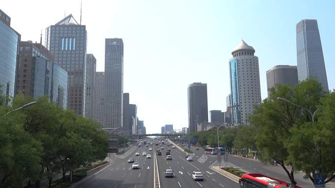 北京国贸桥车流堵车