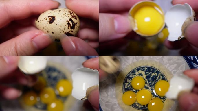 搅打蛋液鹌鹑蛋磕鸡蛋