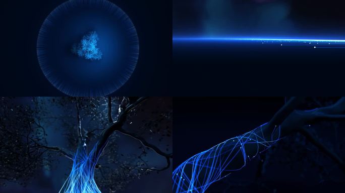 蓝色科技树带C4D源文件