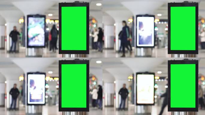 火车站的数字营销地铁站广告牌绿幕抠像火车
