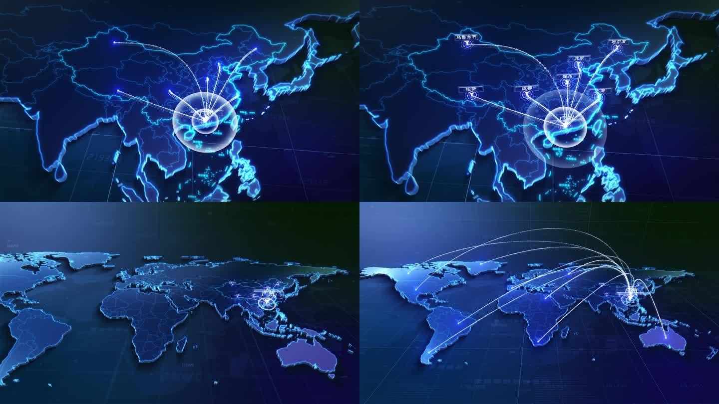 广东地图辐射+中国地图+世界地图