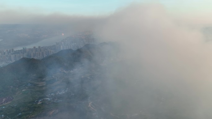 航拍重庆森林火灾巴南山火