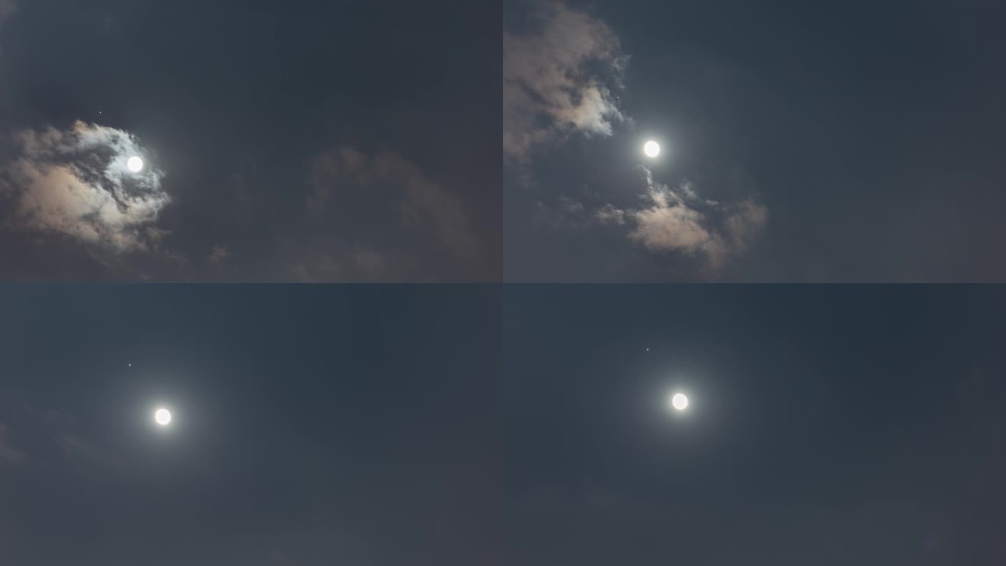 中秋月亮升起月圆木星合月天空云彩延时4K