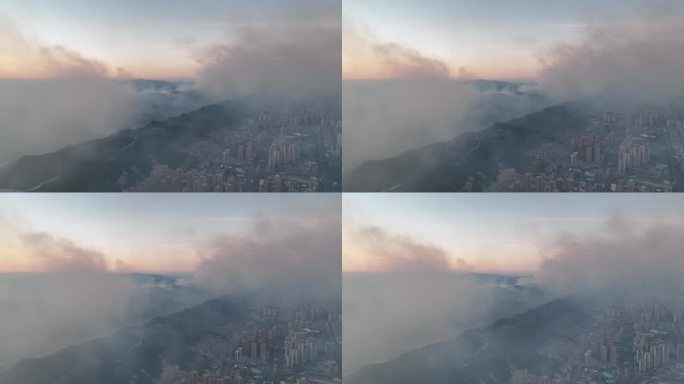 航拍重庆巴南火灾消防宣传