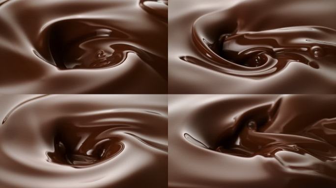 融化的巧克力流了出来。中间有闪亮的漩涡