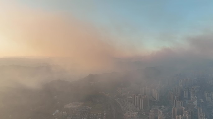 重庆森林火灾巴南火灾消防宣传浓烟滚滚