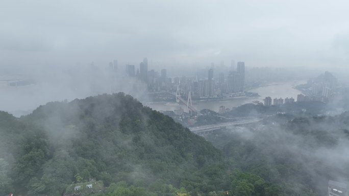 航拍渝中半岛南山风景区