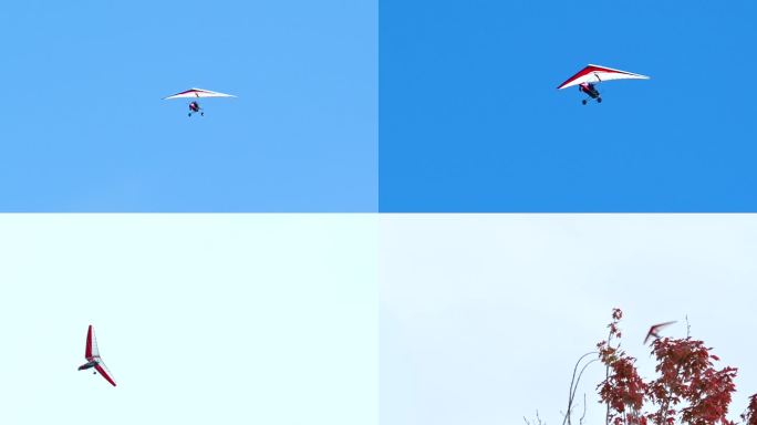 蓝天中飞翔的动力滑翔机