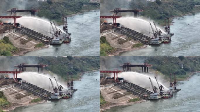 重庆码头救火消防船灭火