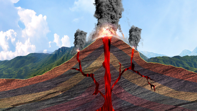火山喷发示意图