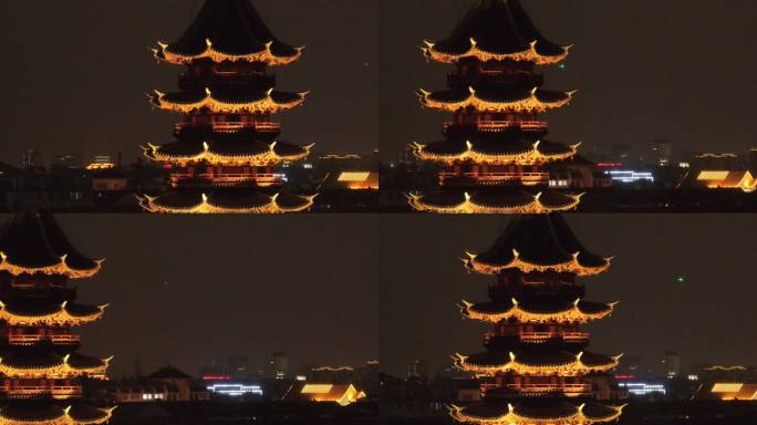 夜景 古建筑 塔 长焦 特写