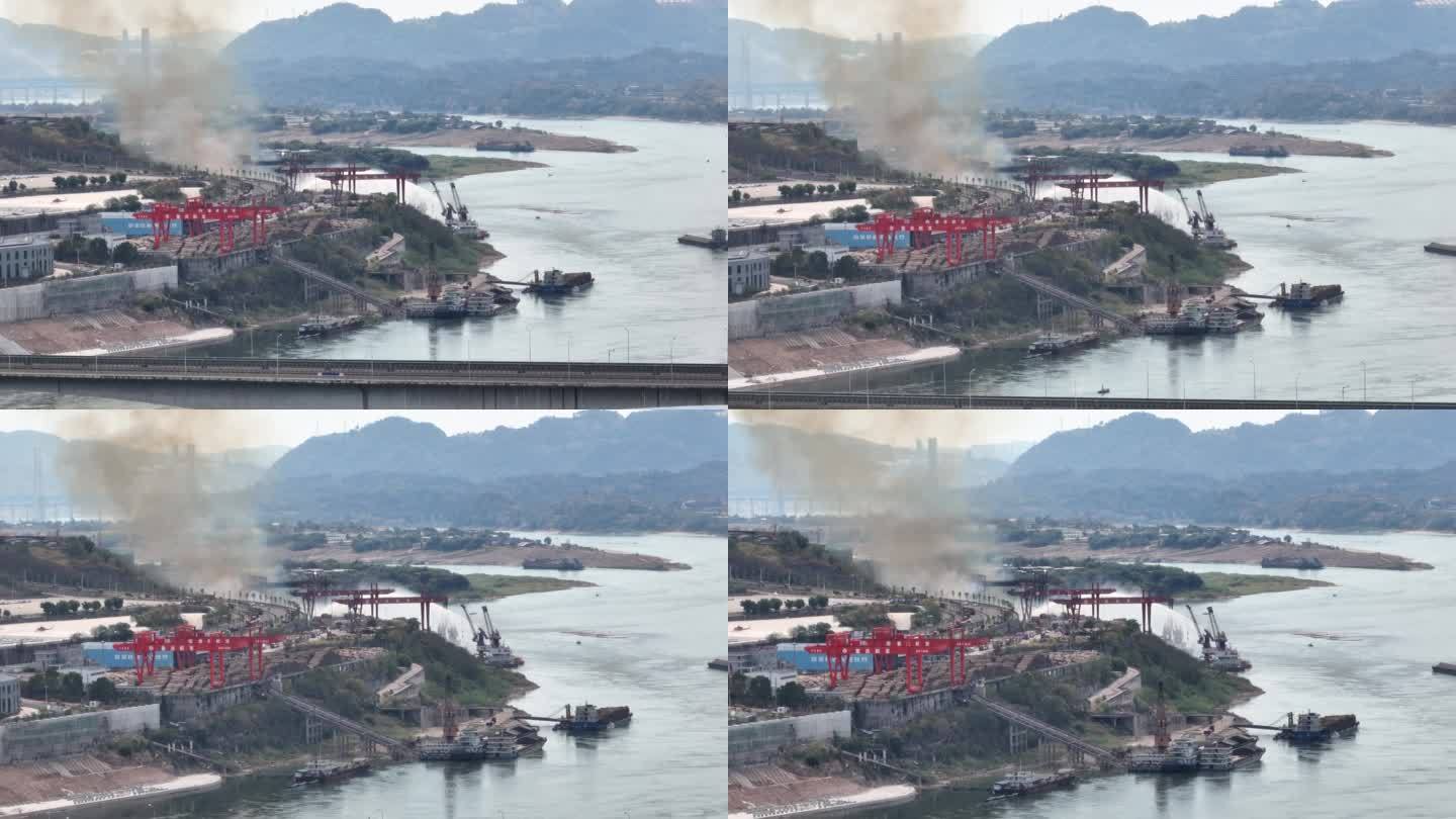 重庆码头消防船救火