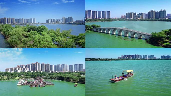 【4k原创】岳阳城市自然风光千亩湖航拍