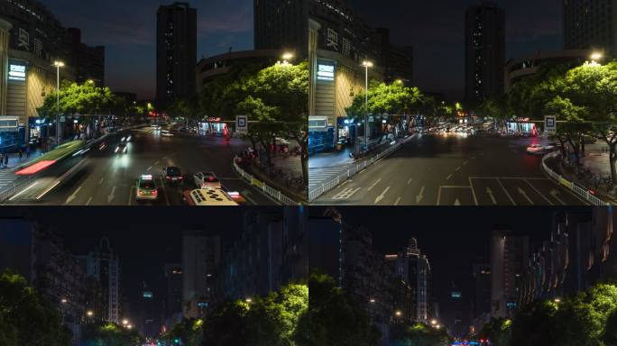 温州人民路夜景车流延时