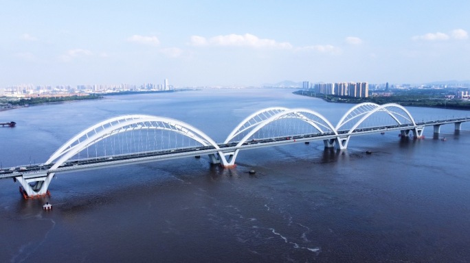 4k航拍杭州九堡大桥