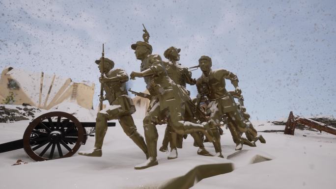 冬天战场冲锋号前进抗战解放战争先烈雕像