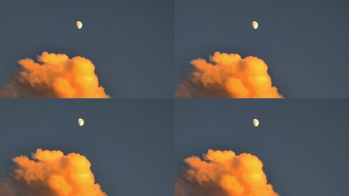 夕阳下的彩云与月亮竖屏片头片尾