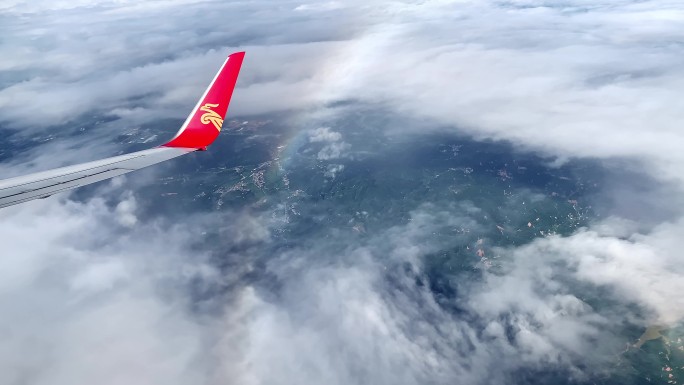 4k中国民航客机天空俯拍大地视角视频