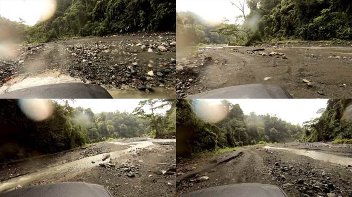 四轮驱动穿越哥斯达黎加偏远雨林：泥泞道路