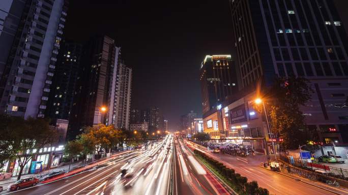 西安繁华都市夜景二环车流