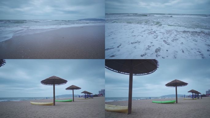4K无人沙滩海浪慢动作升格镜头视频
