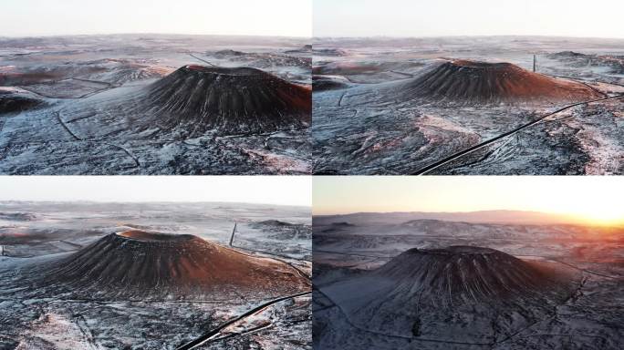 【4K】雪后的察哈尔火山群