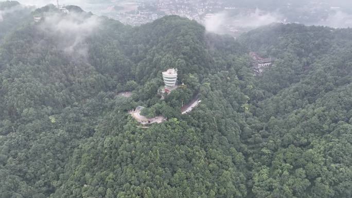 航拍南山一棵树云雾飘渺雾都重庆