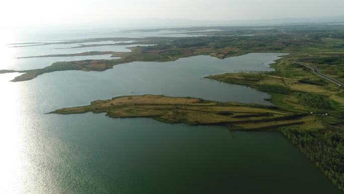 水岸 航拍 水岸线 水库 人工湖