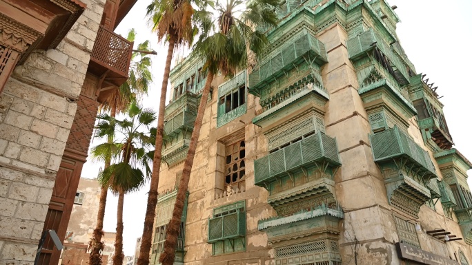 吉达Al-Balad历史街区，传统的mashribiya