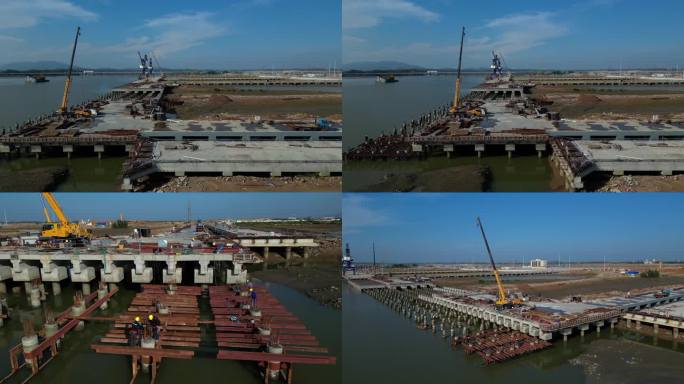 码头建设港口建设工人作业吊装施工
