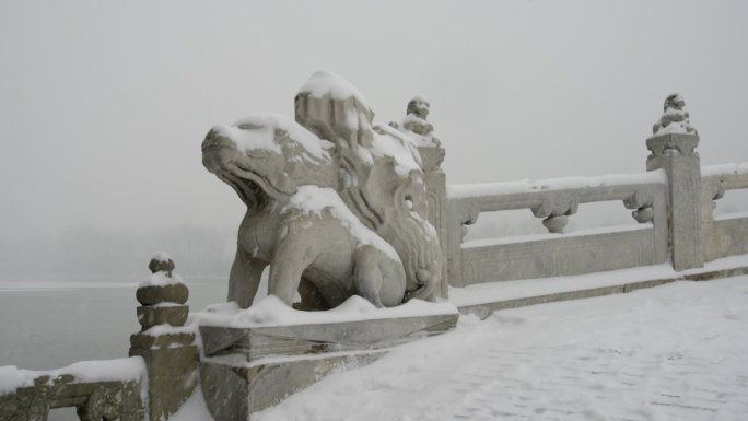 北京颐和园冬季大雪视频