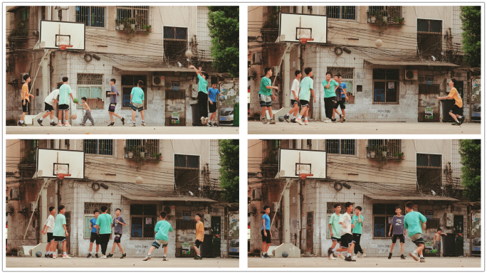 老社区少年打篮球