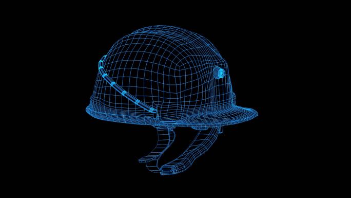 【原创】蓝色线框全息科技安全帽动画带通道