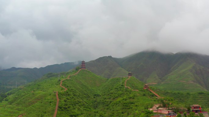 航拍西宁湟源北极山