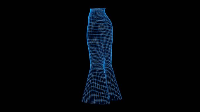 【原创】蓝色线框全息科技半身裙动画带通道