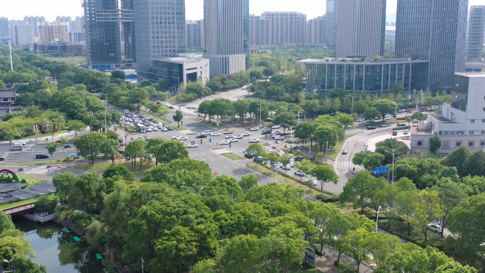 台州椒江CBD道路航拍