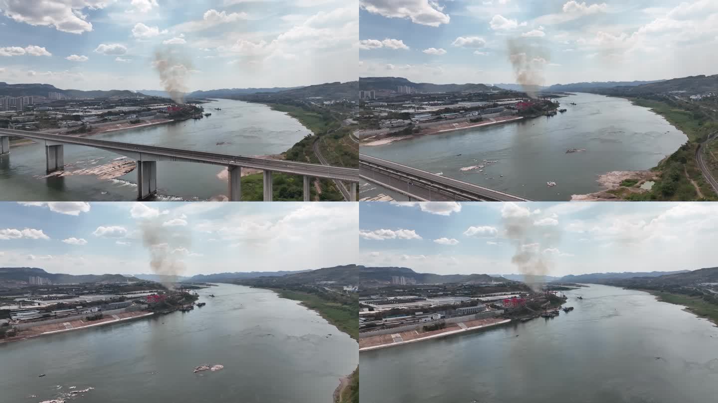 重庆码头消防船救火消防宣传