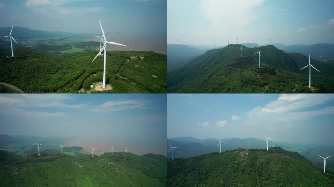 新能源风力发电大风车航拍