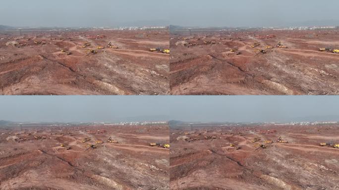 繁忙工地复工工业挖机工地平整