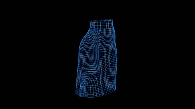 【原创】蓝色线框全息科技短裙动画带通道