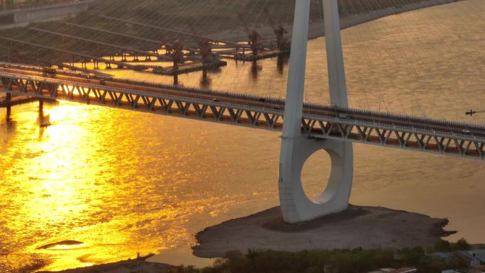 长焦航拍重庆桥都重庆 橘子海日落