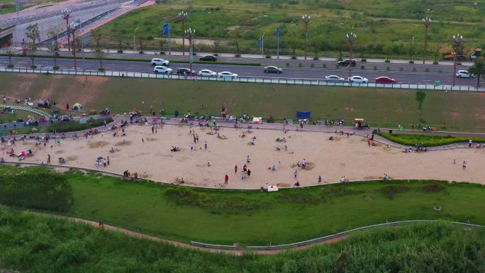 大气震撼美丽的儿童乐园人工活力沙滩玩耍