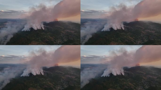 巴南山火森林火灾现场浓烟滚滚