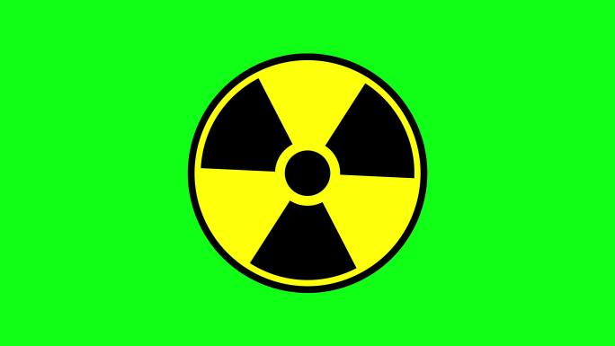 在旋转回路中，辐射危险警告和温博色度键显示在绿色屏幕上。
