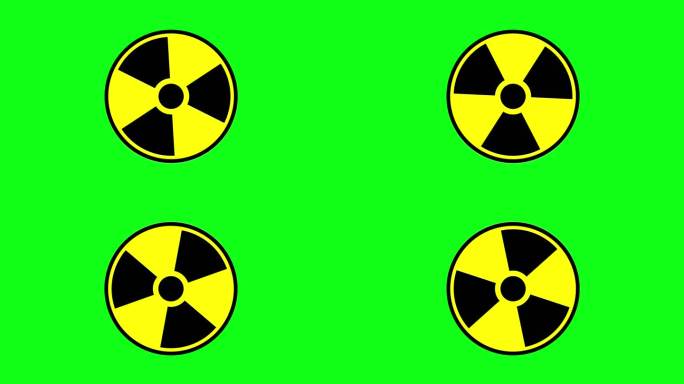 在旋转回路中，辐射危险警告和温博色度键显示在绿色屏幕上。